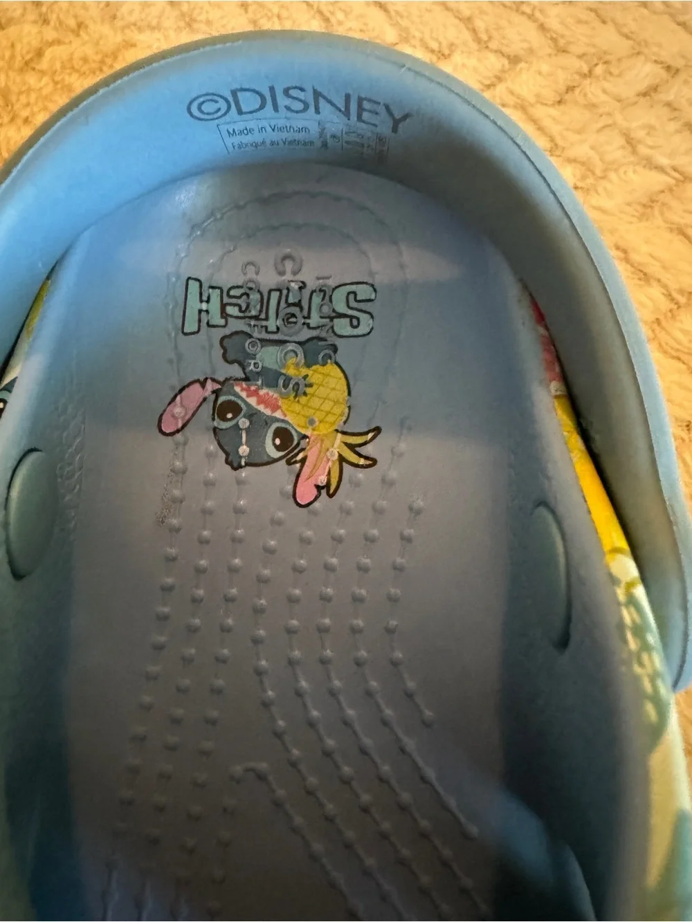 Disney Crocs Stitch Light Blue Floral Kids Clog Sandals with Character Jibbitz